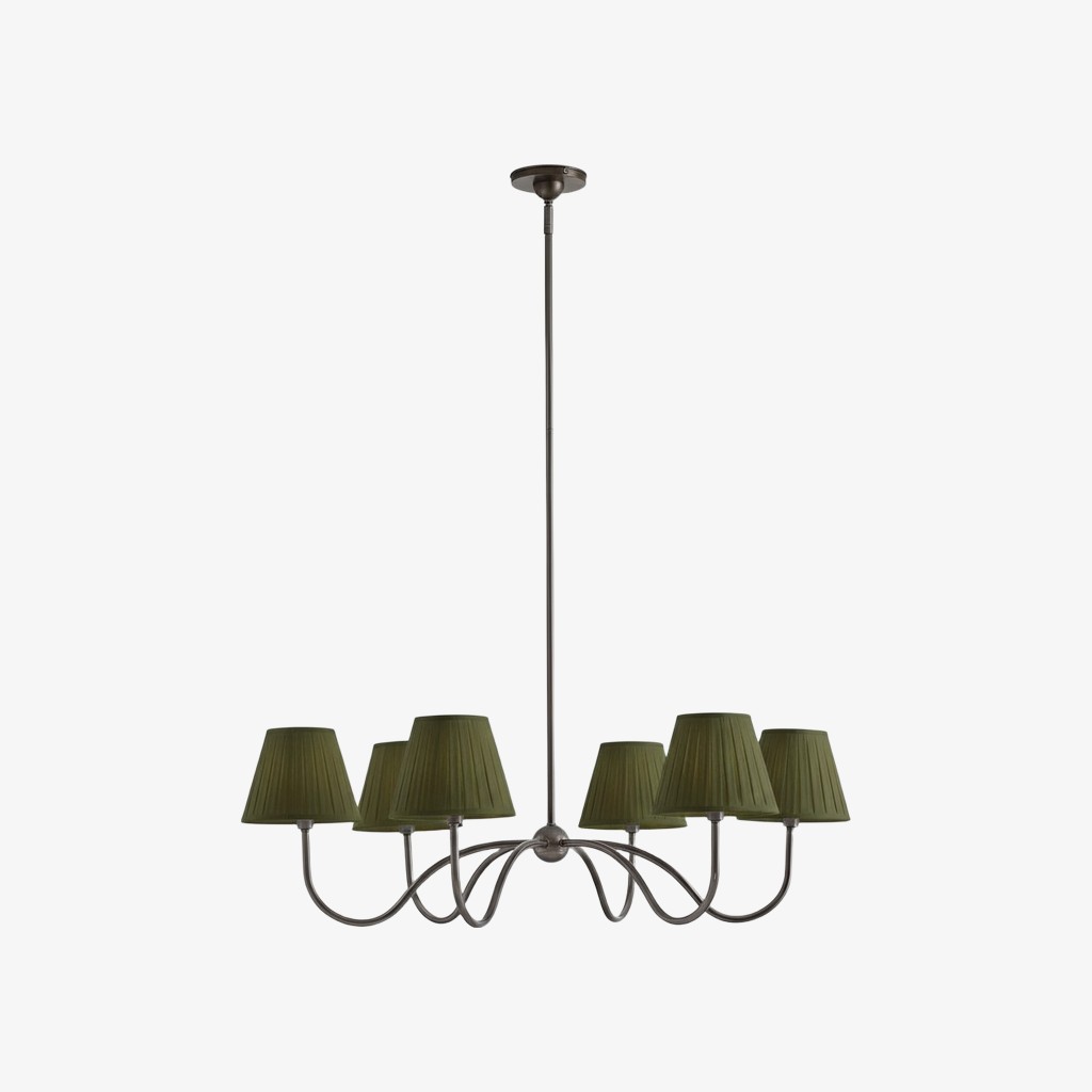 Luvora Round Pleated Shade Chandelier – Elegant Iron & Fabric Lighting for Dining & Living K1305