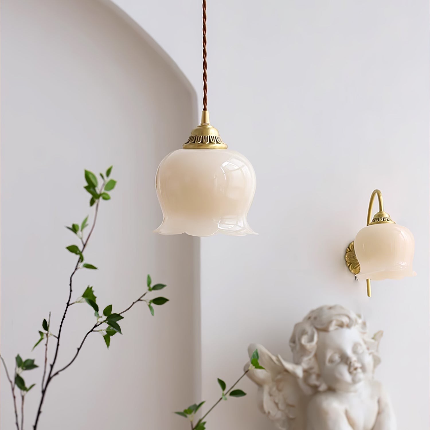 Traditional Glass Flower Pendant Lamp K736