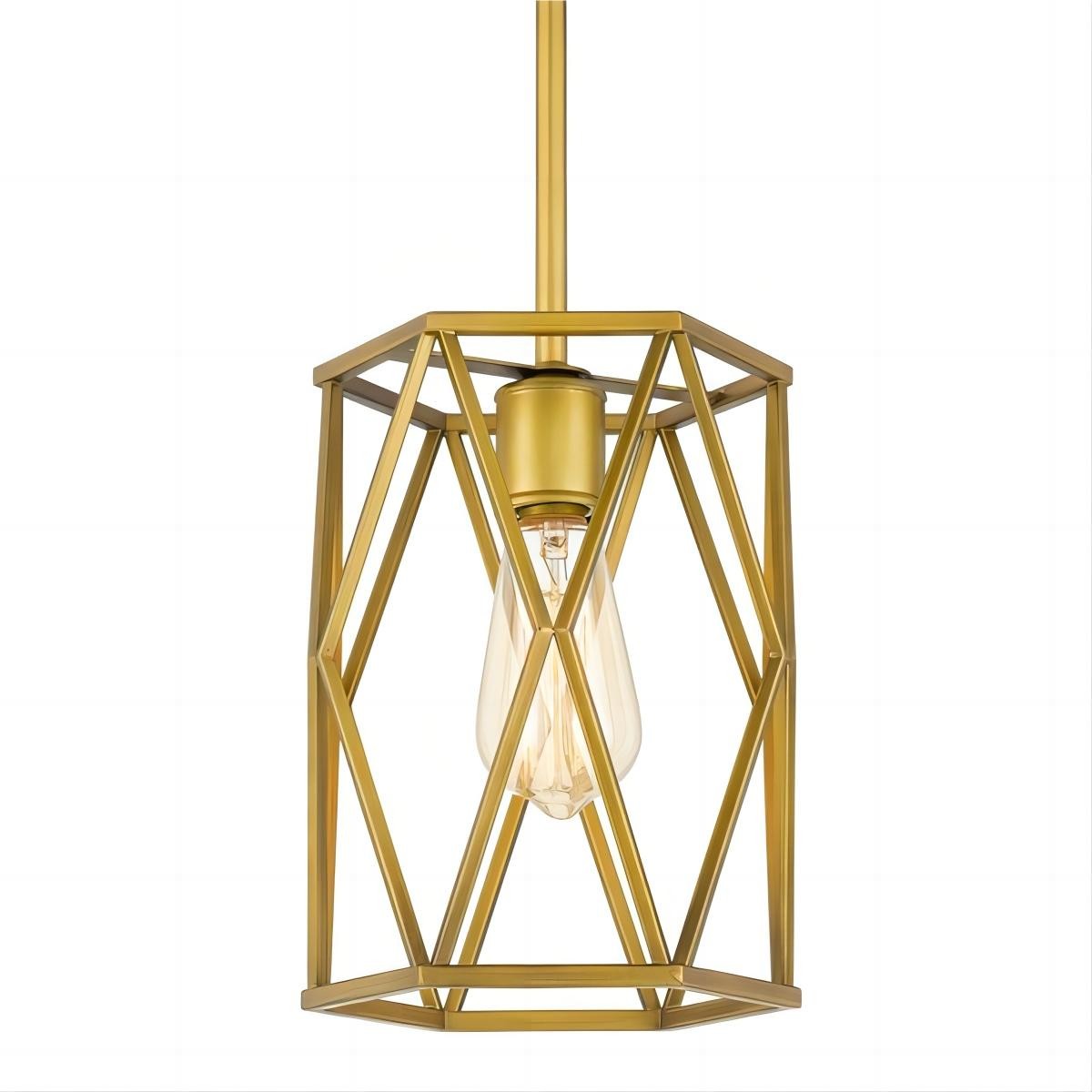 Antique Gold Cage Mini Cylinder Incandescent Pendant Lamp K102