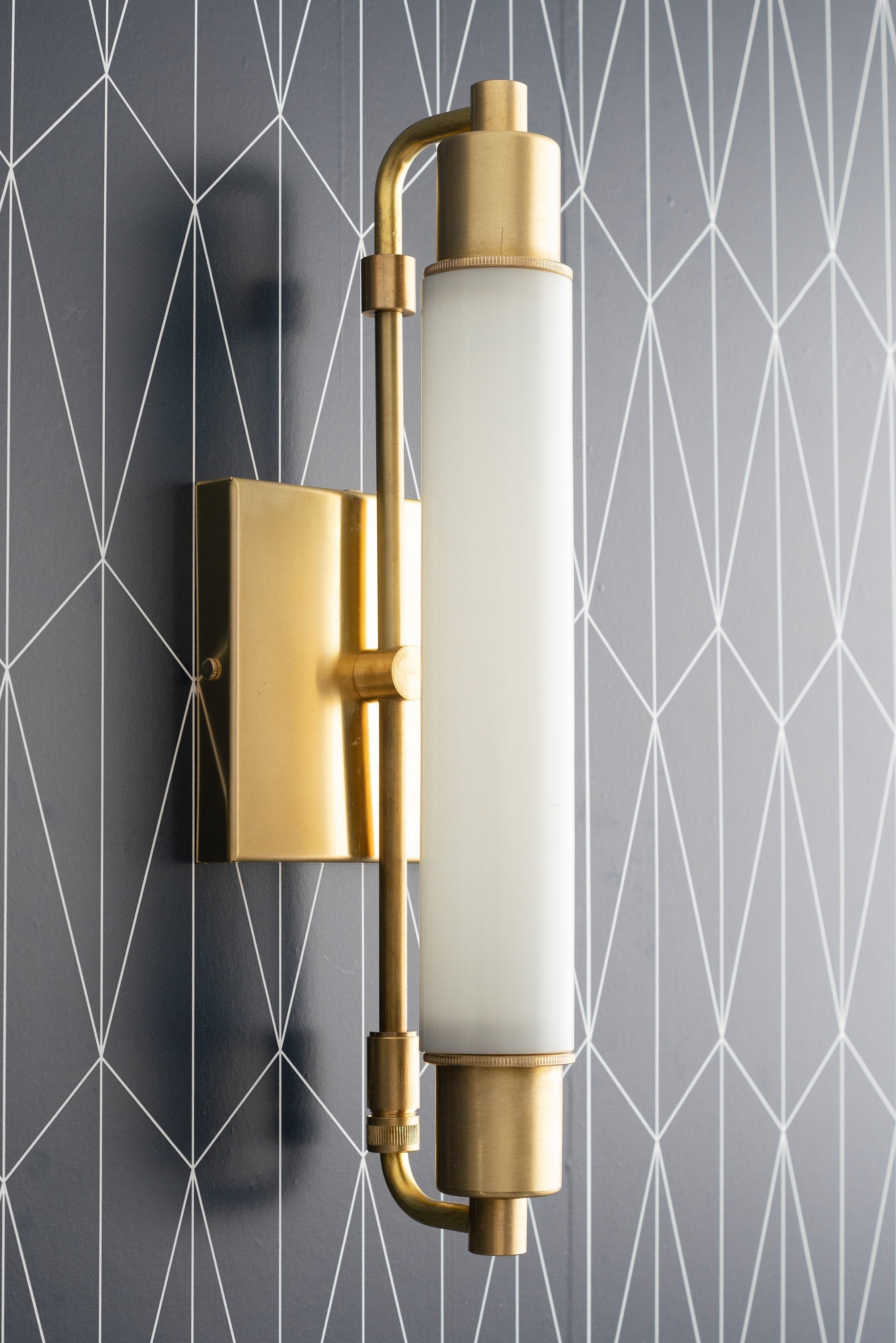 Ornato Luxe Modern Vanity Sconce - Art Deco Wall Light with Cylinder Shade K1520