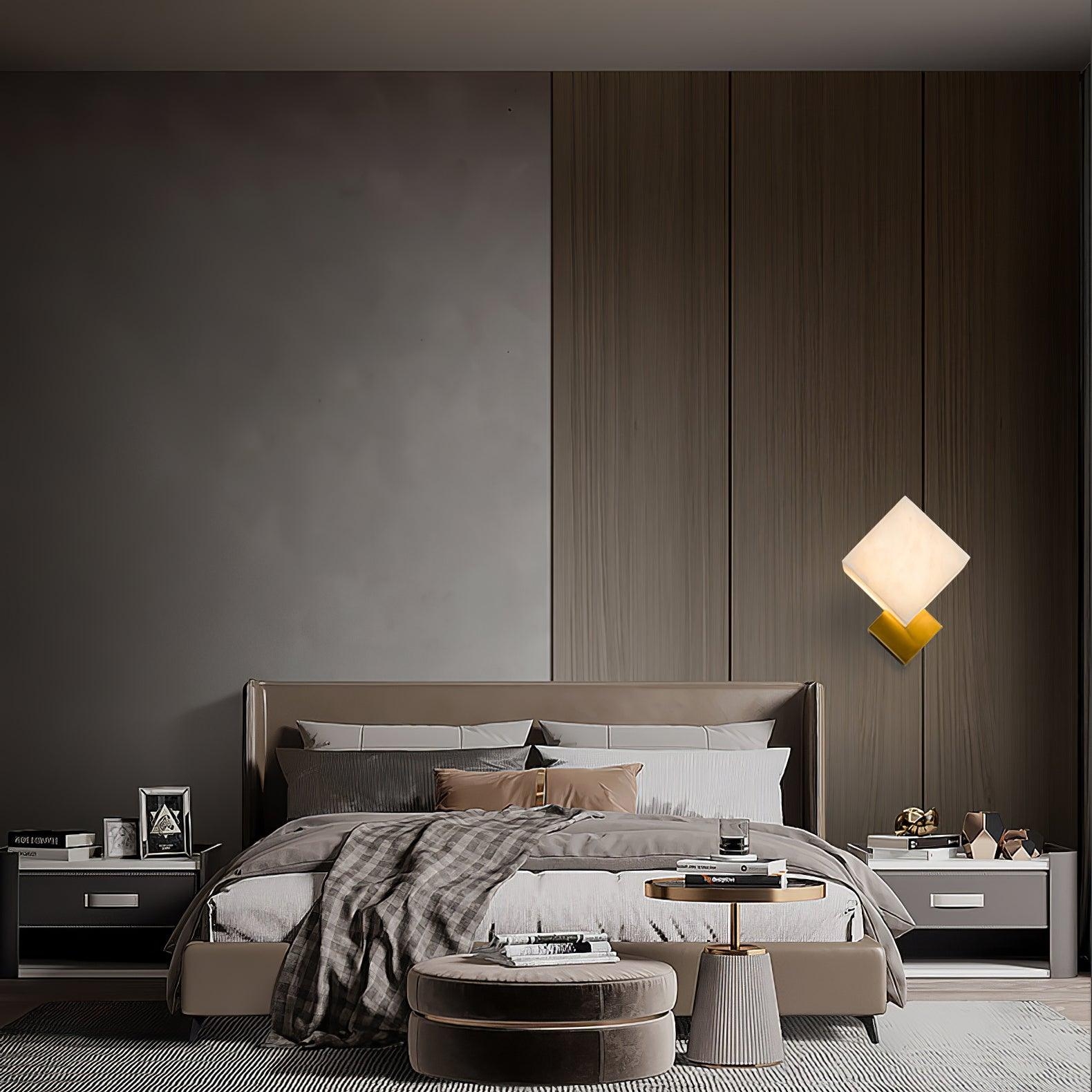 Block Alabaster Wall Sconce D387