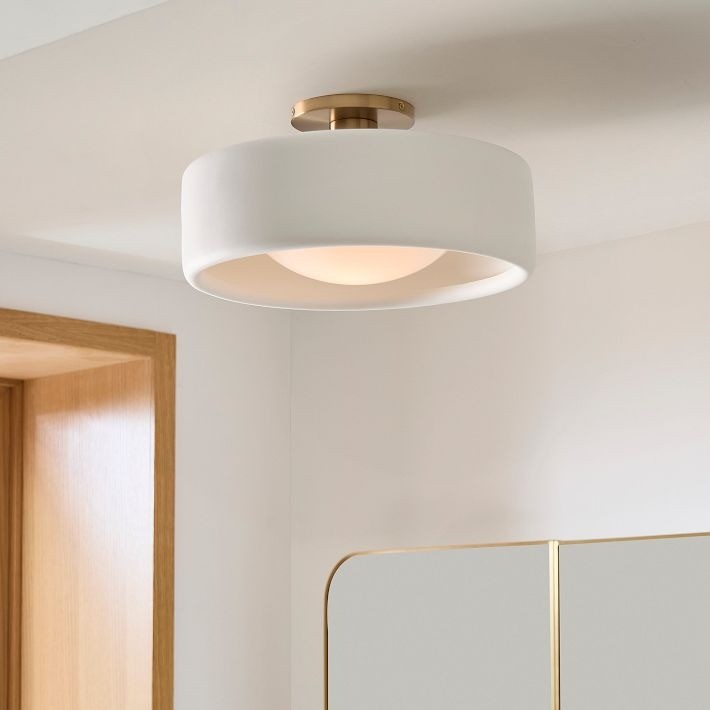 Cerova Modern Porcelain Flush Mount Ceiling Light– Elegant Ivory Shade K1373