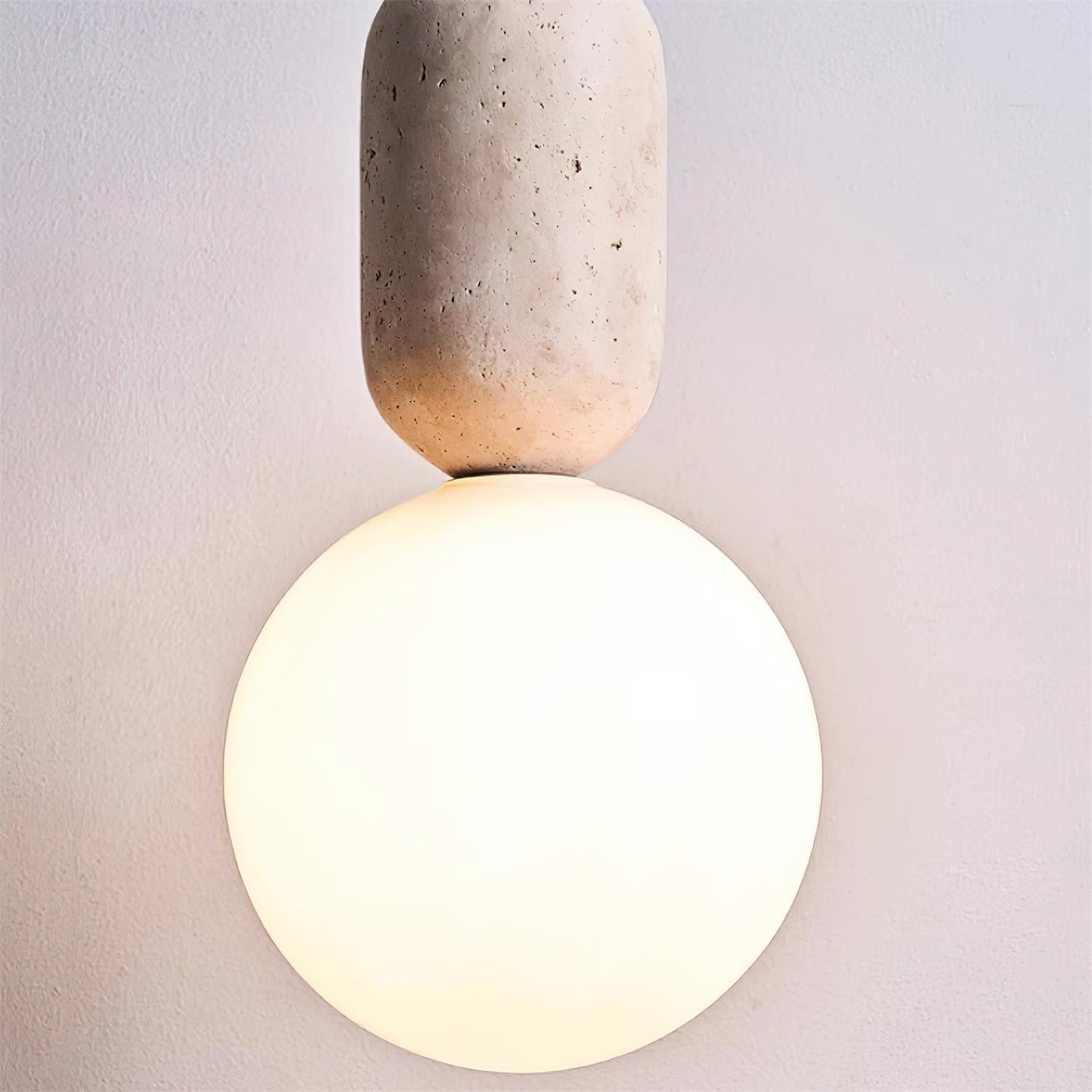 Wabi Sabi Travertine Glass Ball Pendant Light K830