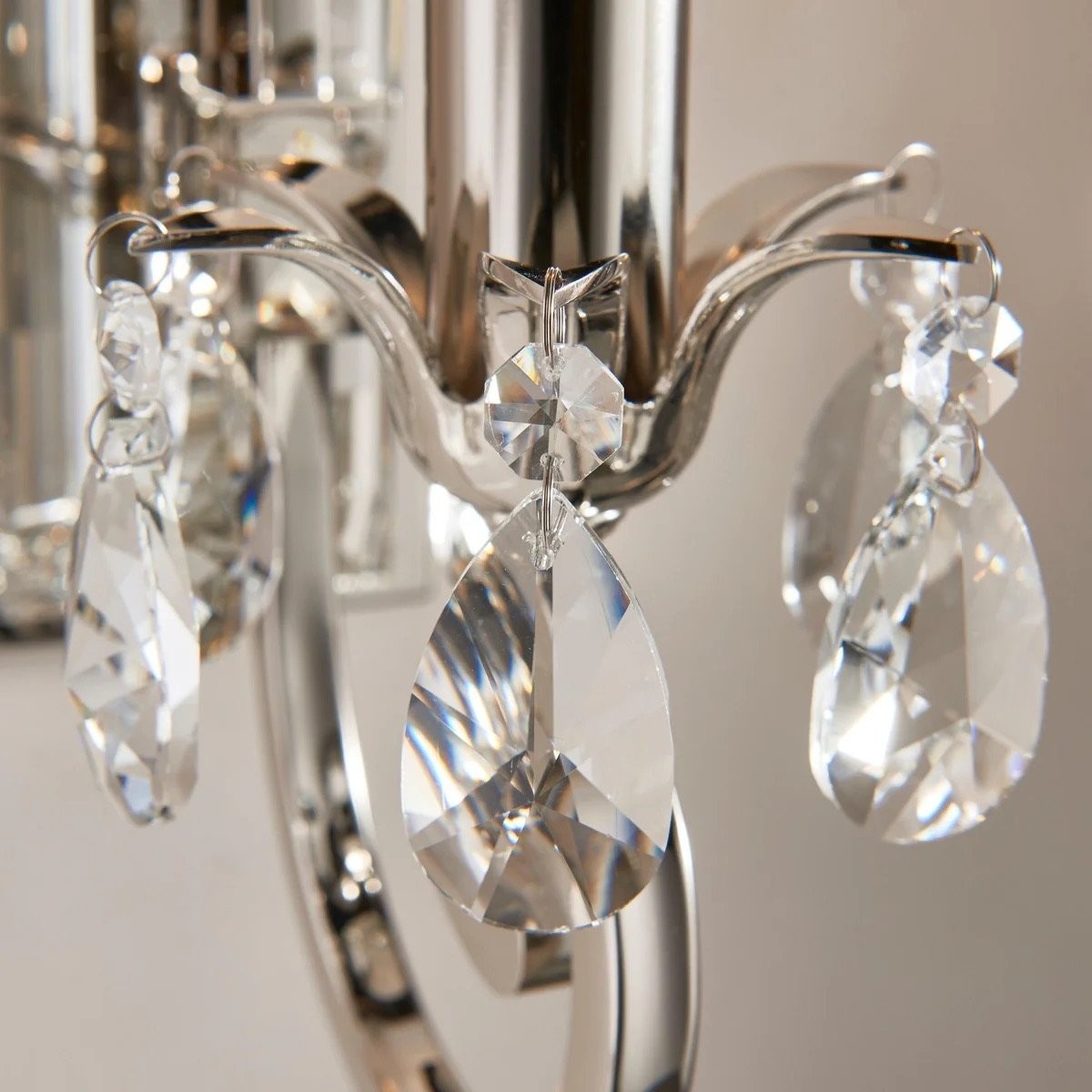 Talonis Crystal Accent Wall Light - Curved Chrome Arm Design for Living and Hallway Spaces K1953