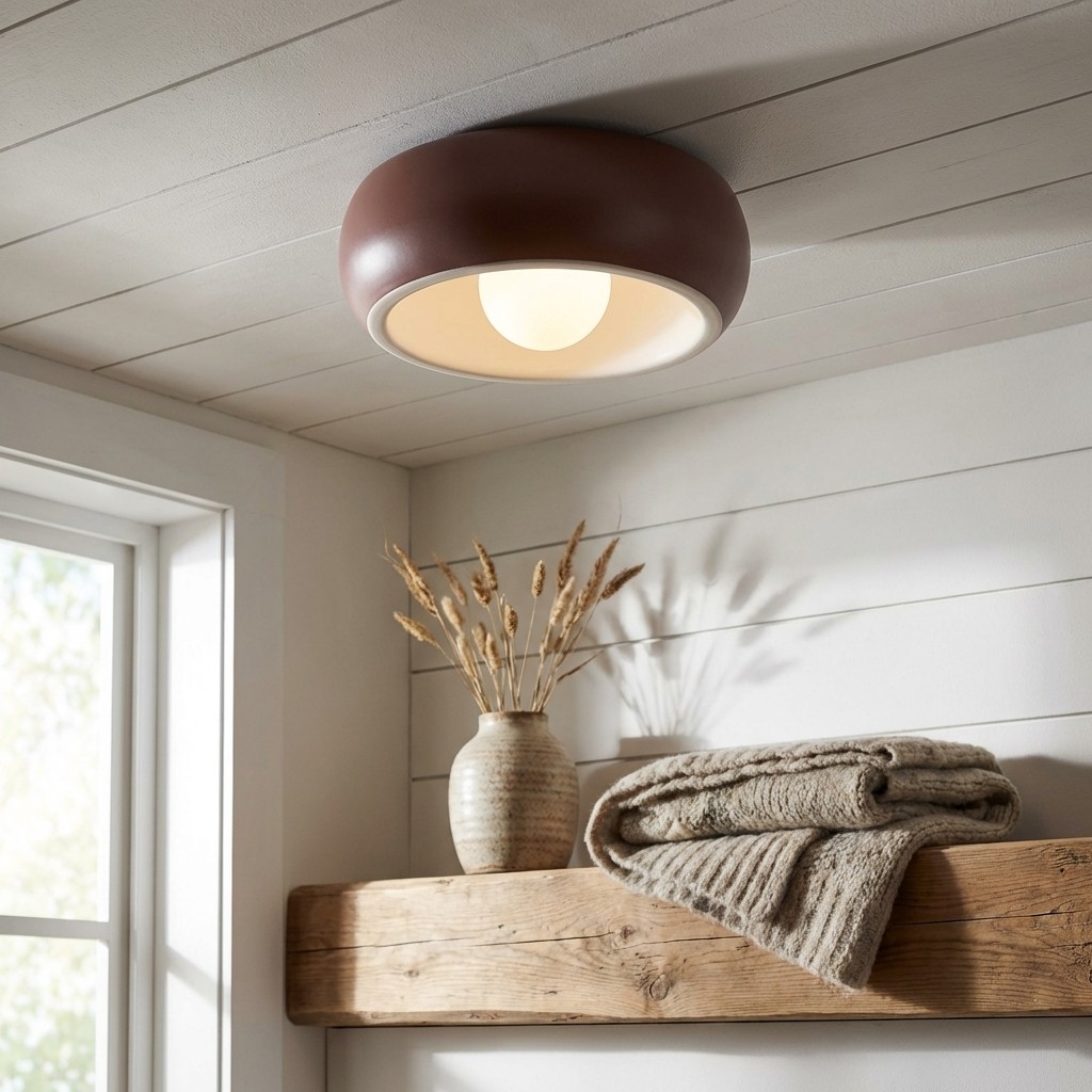 Aurelox Round Flush Mount Ceiling Light Clean Geometric Fixture - Contemporary Indoor Lighting K2312