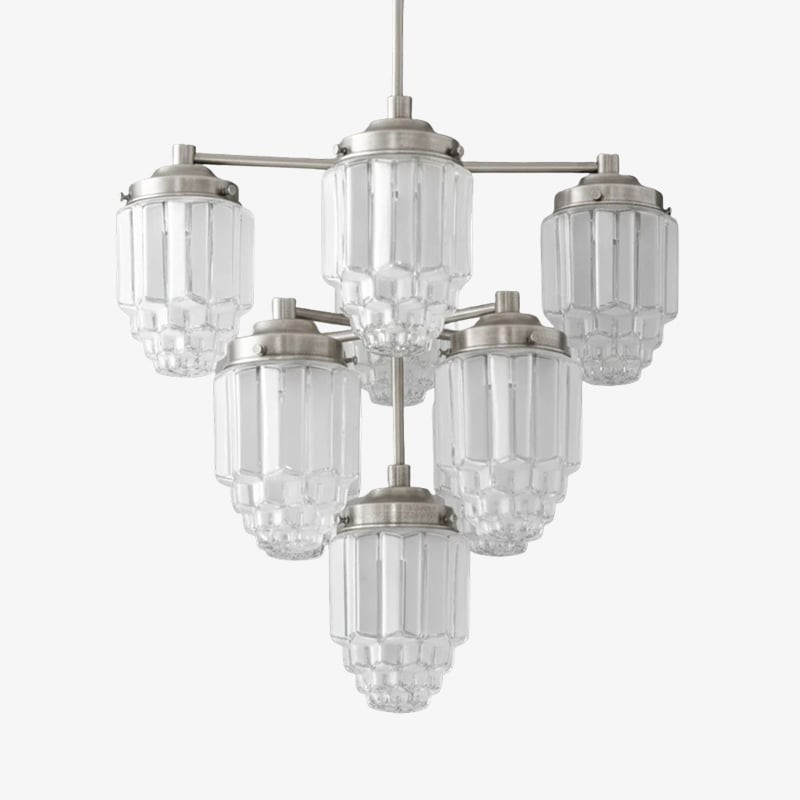 Tierlux Glass Textured Brass Chandelier – Timeless Lighting with Style K1500
