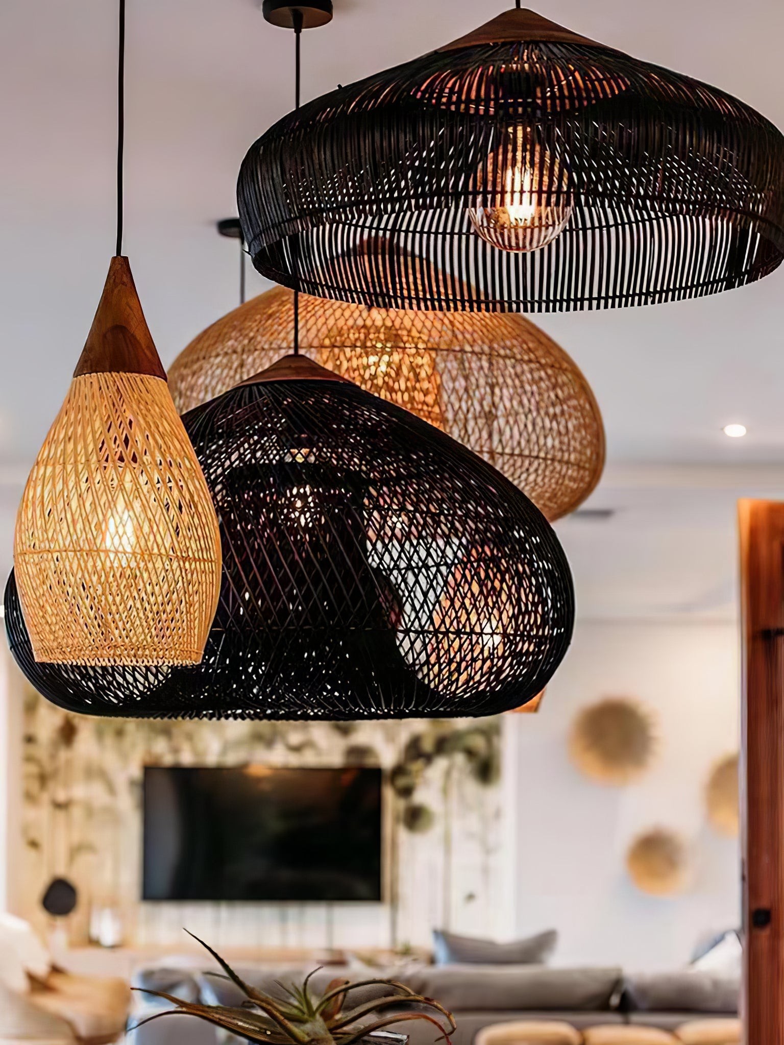 Harp Braided Rattan Pendant Lamp K1175