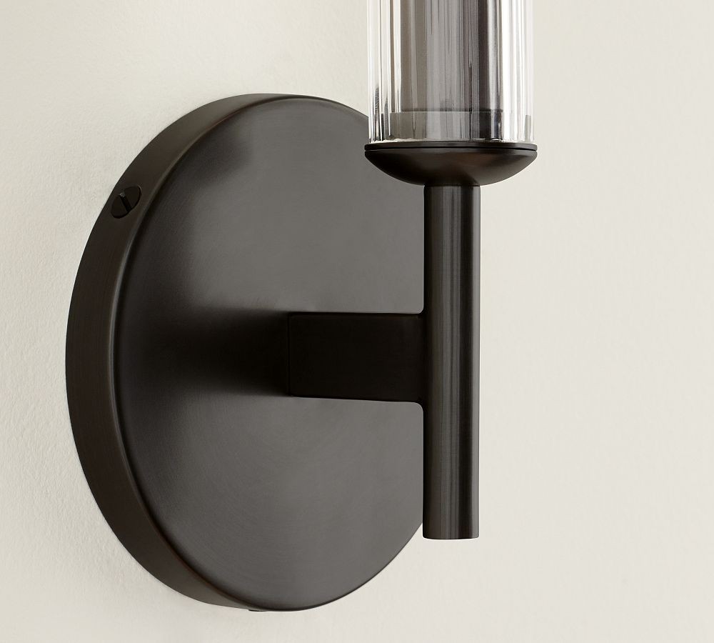 Bravira Ribbed Glass Tube Wall Sconce - Wall Light for Living Room and Hallway K1327