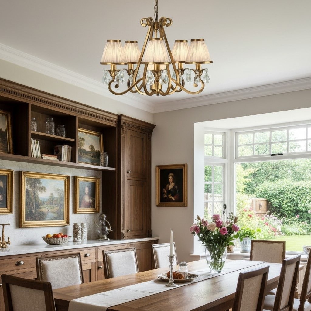 Talonis Multi-light Fabric Chandelier - Elegant Metal Curved Arms for Dining and Living K1900