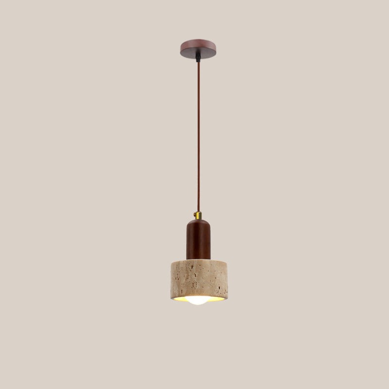 Traditional Japanese Travertine Wood Pendant Lamp K723