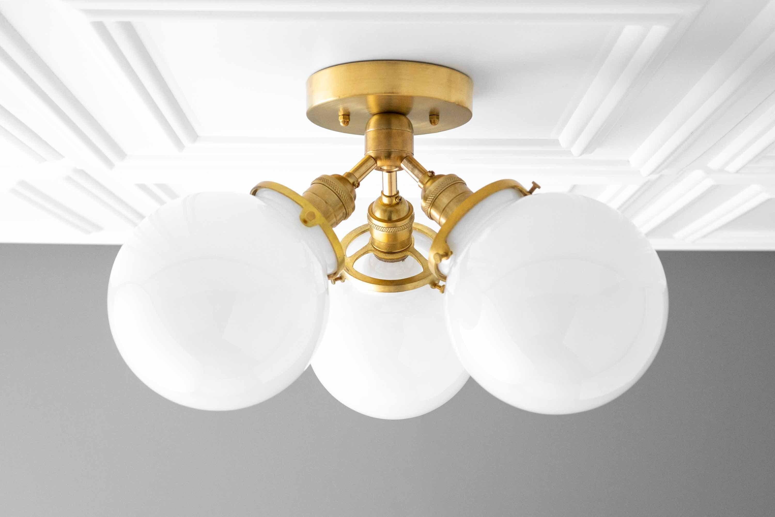 Glorica Glass Globe Light - Mid Century Semi Flush Ceiling Lamp K1517