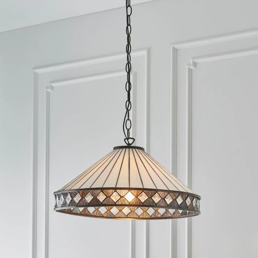 TF Fargo Pendant Light - Tiffany Style Lighting with an Art Deco Shade and Adjustable Chain K1938