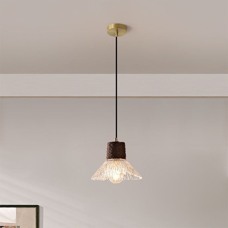 Nordic Hemp Rope Glass Pendant Light D938