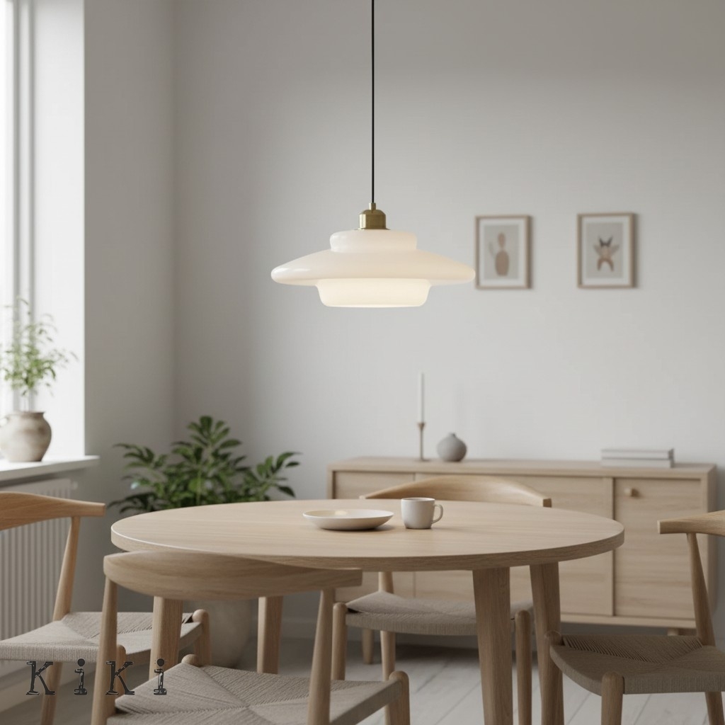 Retro Art Decor Milk Glass Pendant Light - Stylish Hanging Lamp for Dining Room K65