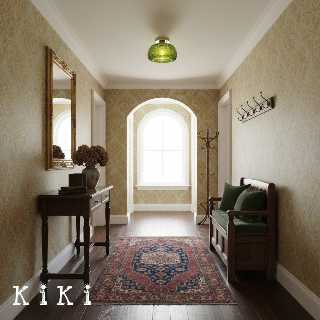 Lurex Floral Pattern Glass Ceiling Lamp - Classic Design Light for Dining Room K838