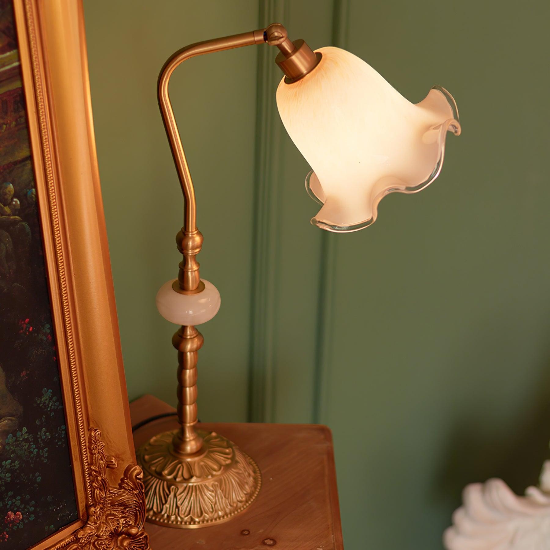 Classic Stylish White Tulip Brass Table Lamp K731