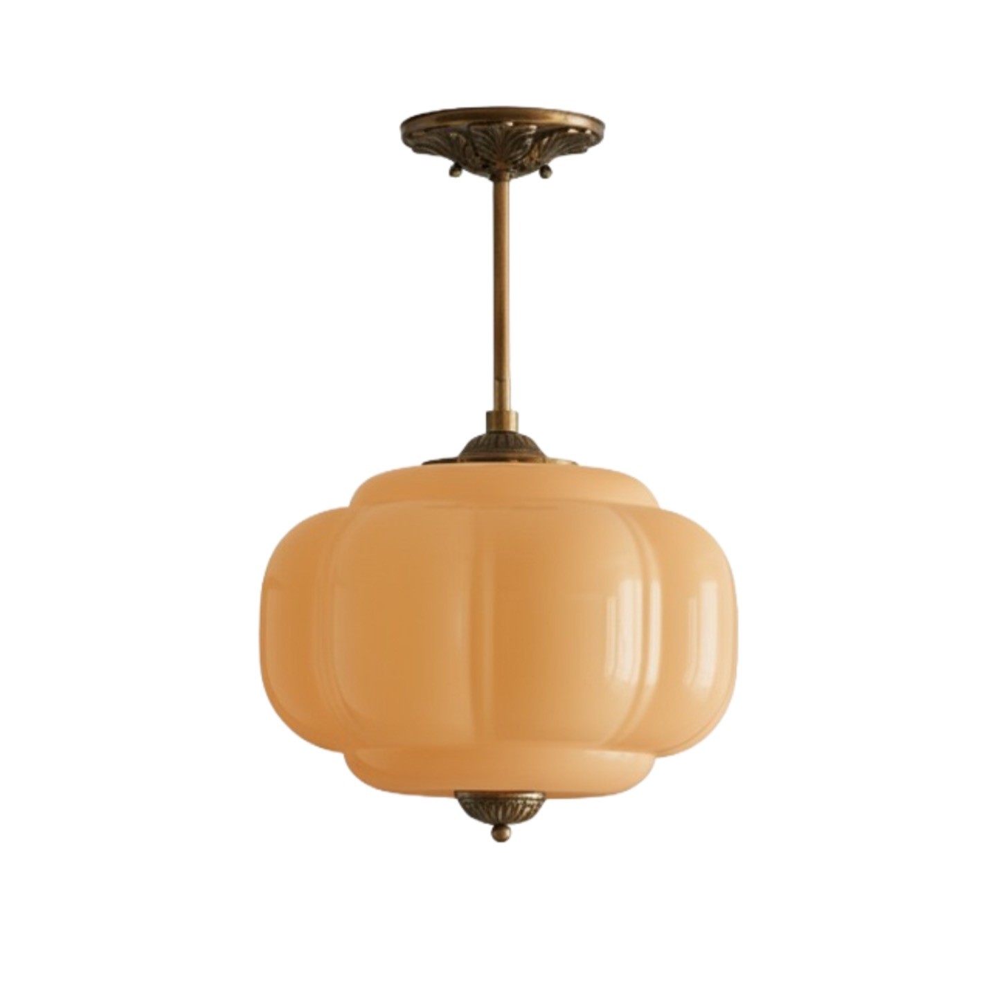 Eloise Vintage Pumpkin Glass Semi-Flush Mount Pendant Light K866