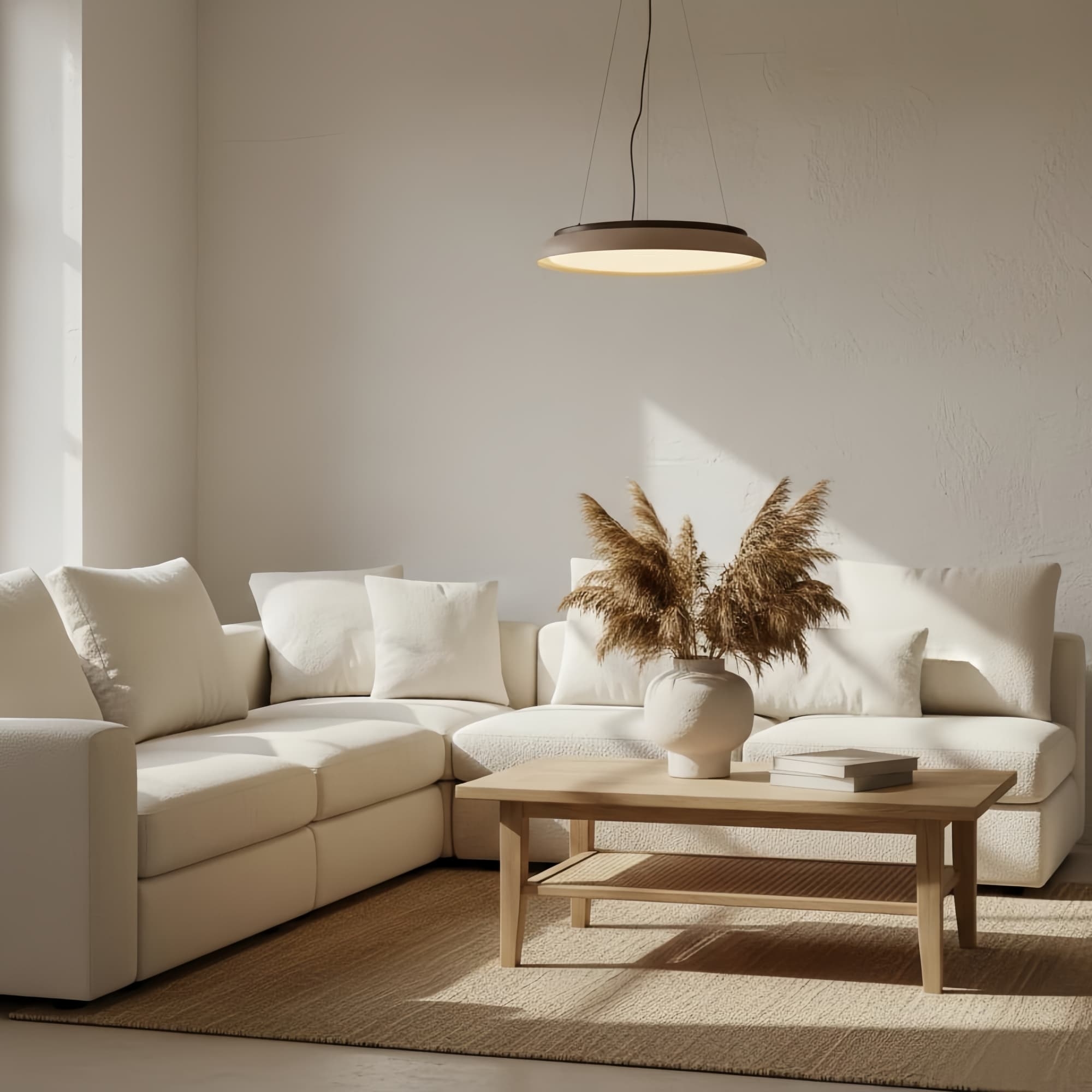 Torvella Travertine Ring Pendant Light - Minimalist Sculptural Lamp for Modern Interiors K2297