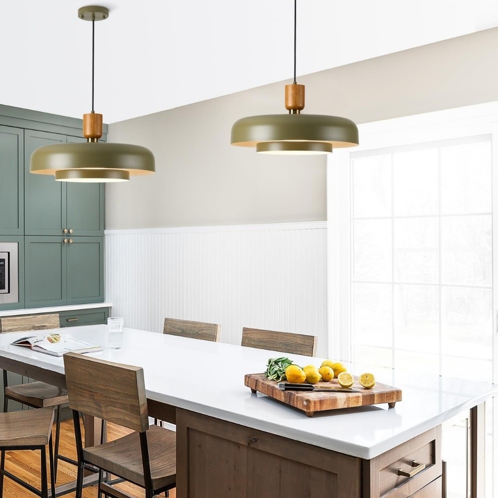 Nordic Double Layers Pendant Light - Minimalist Wood Metal Pendant For Kitchen K1123
