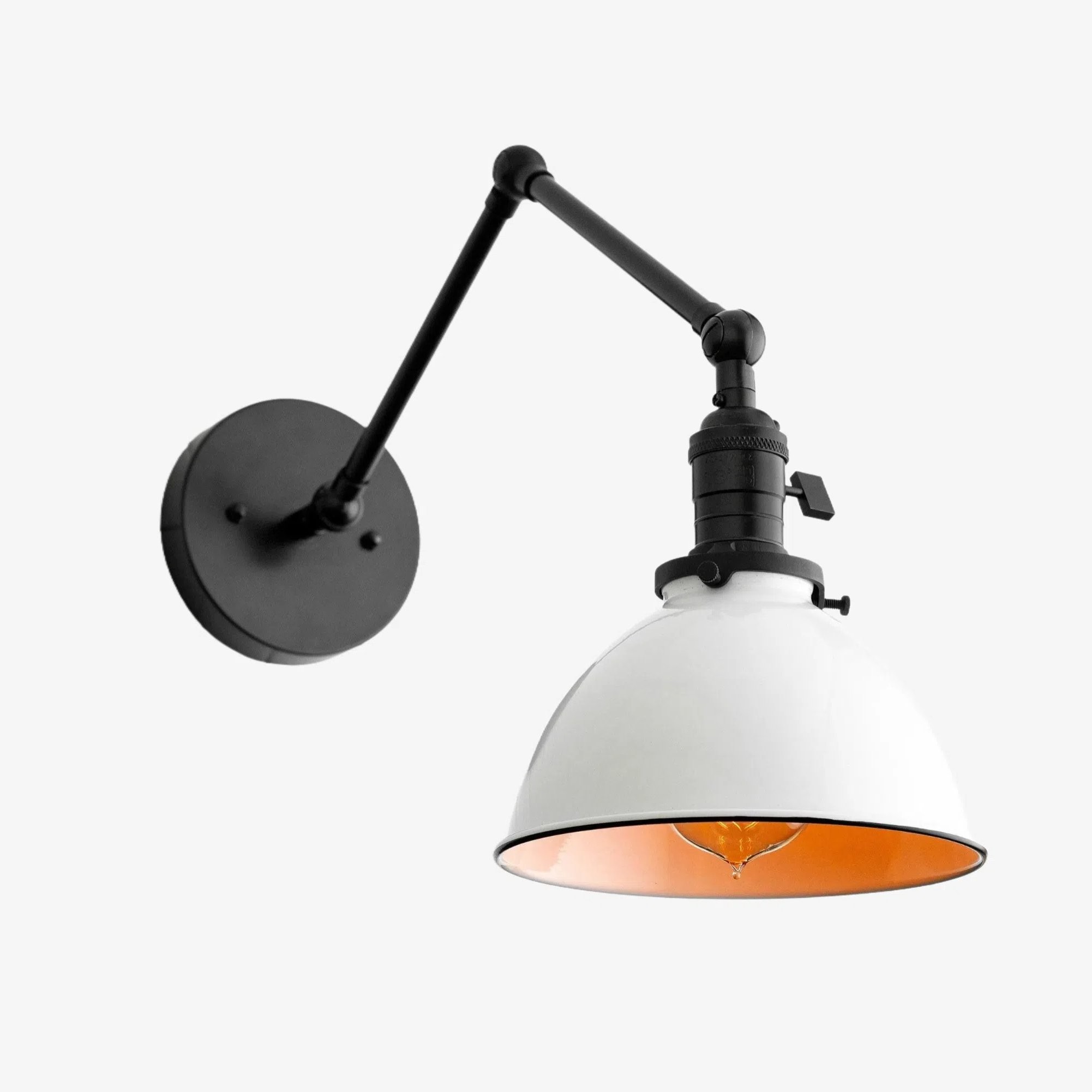 Conique Metal Vintage Industrial Swing Arm Wall Lamp - Adjustable Dome Shade for Study K1467