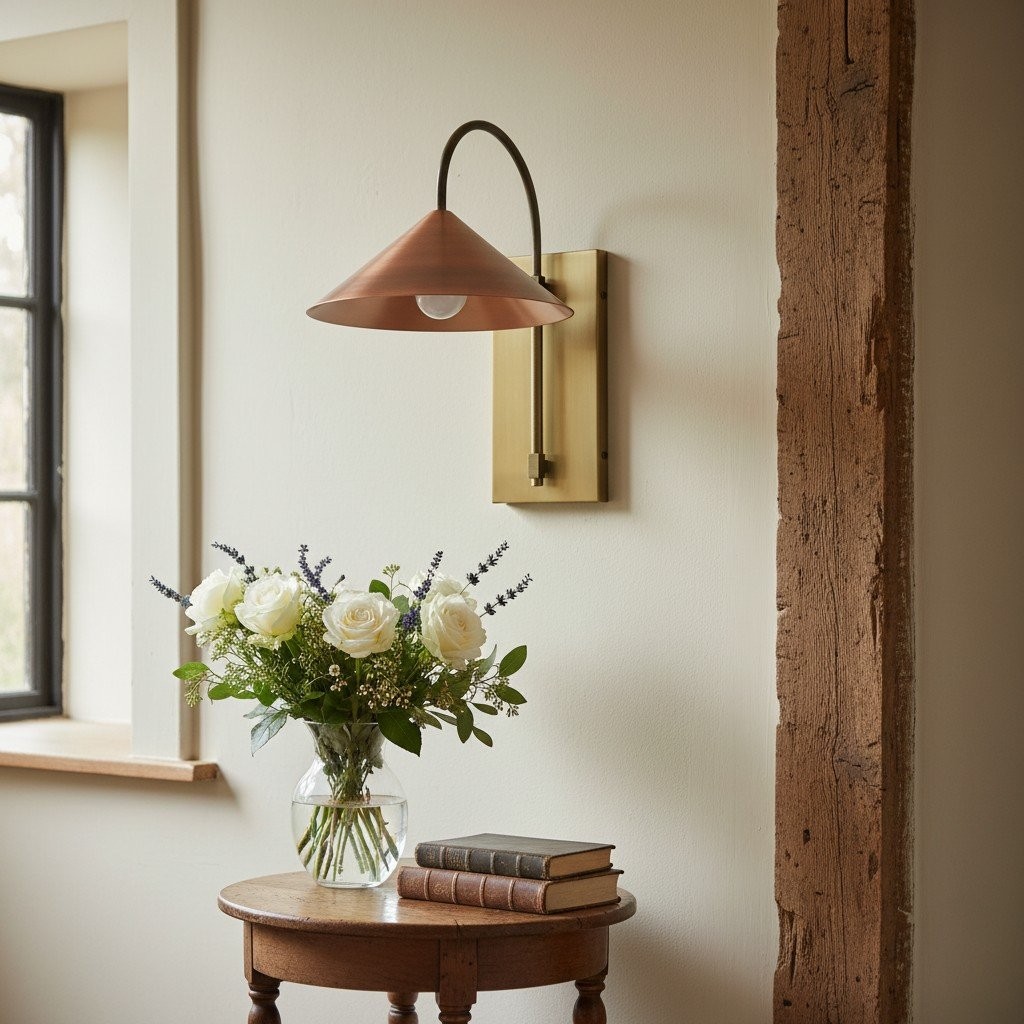 Conique Metal Minimalist Wall Sconce - Sculptural Brass Arch Light for Modern Interiors K1501