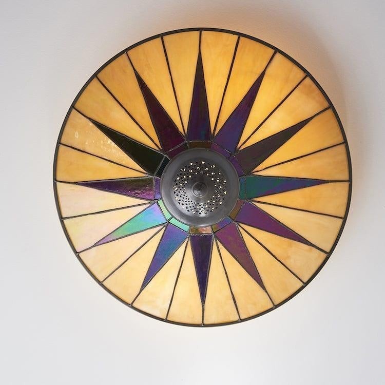 TiffStar Art Glass Ceiling Light - Vintage Style Flush Mount for Living Room K1786