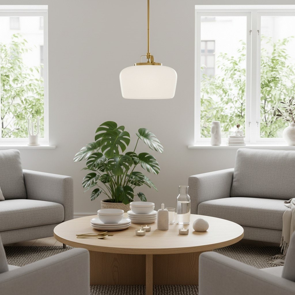 Lirra Opal Glass Pendant Light - Modern Adjustable Hanging Lamp for Kitchen K1730