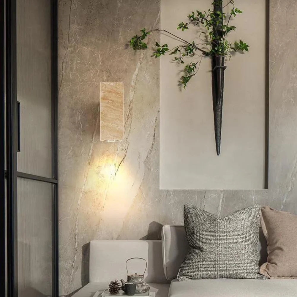 Wabi-Sabi Aura Travertine Wall Light D798