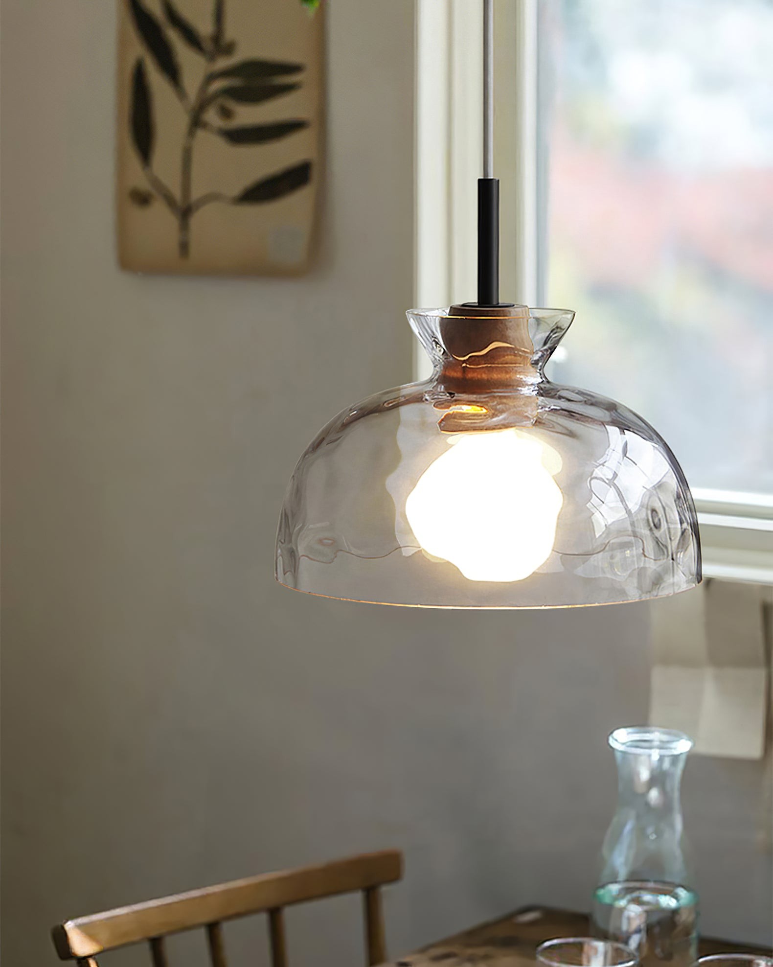 Wavy Glass Pendant Light - Ripple Glass Pendant Light for Dining Room K610