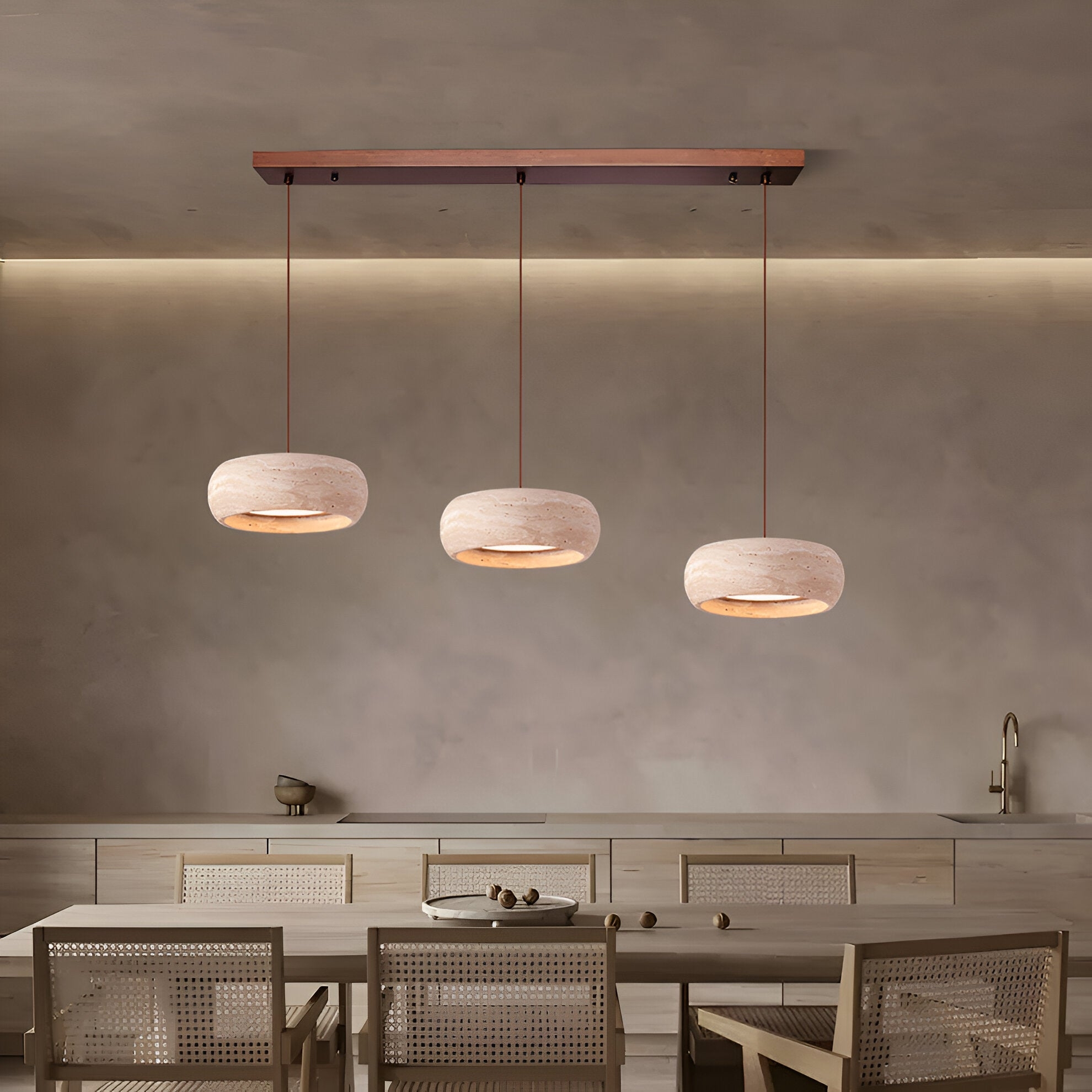 Wabi Sabi Style Travertine Stone Pendant Light D934