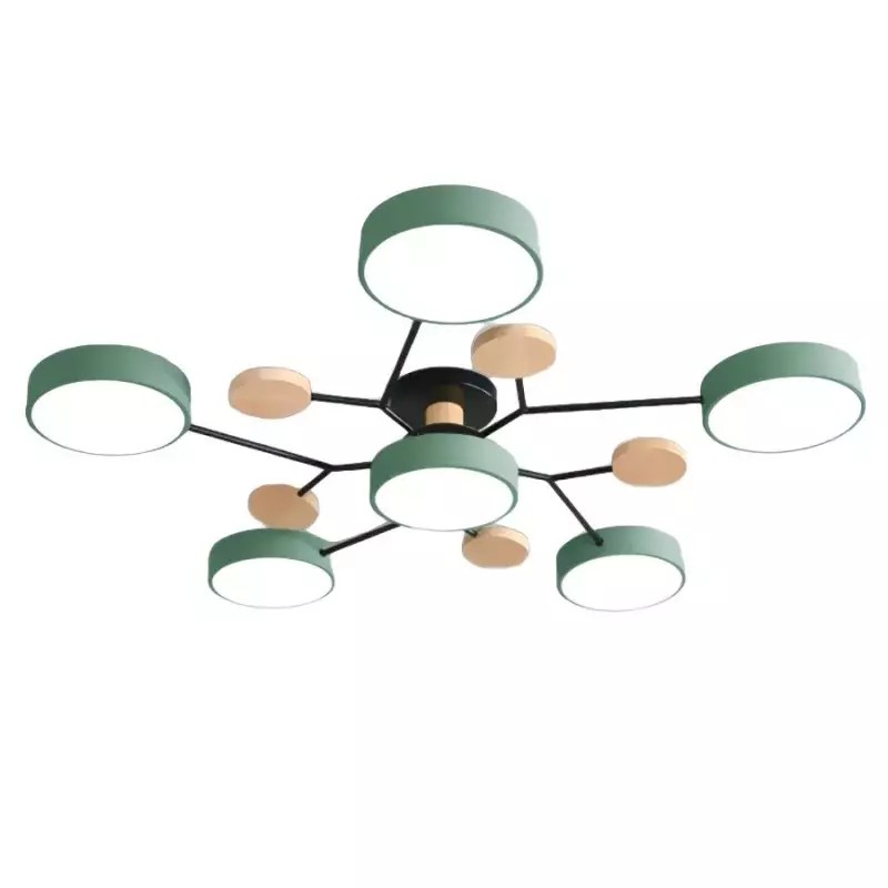 Coloful Branched Round Wooden Ceiling Light K176