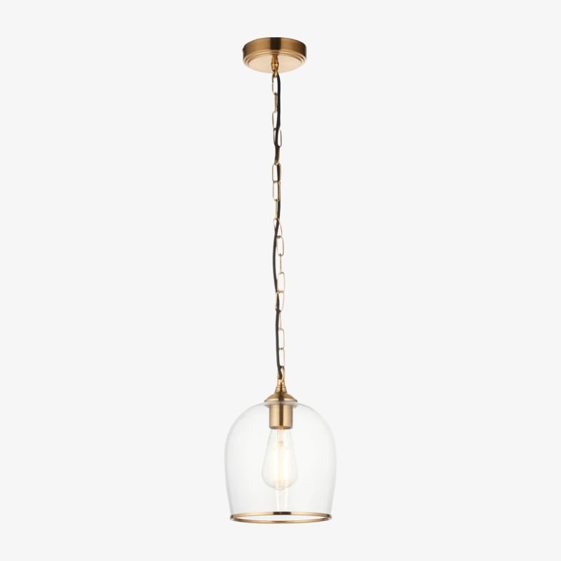 Brazara Glass Dome Pendant Light - Classic Metal Trim Design for Kitchen and Dining K1883