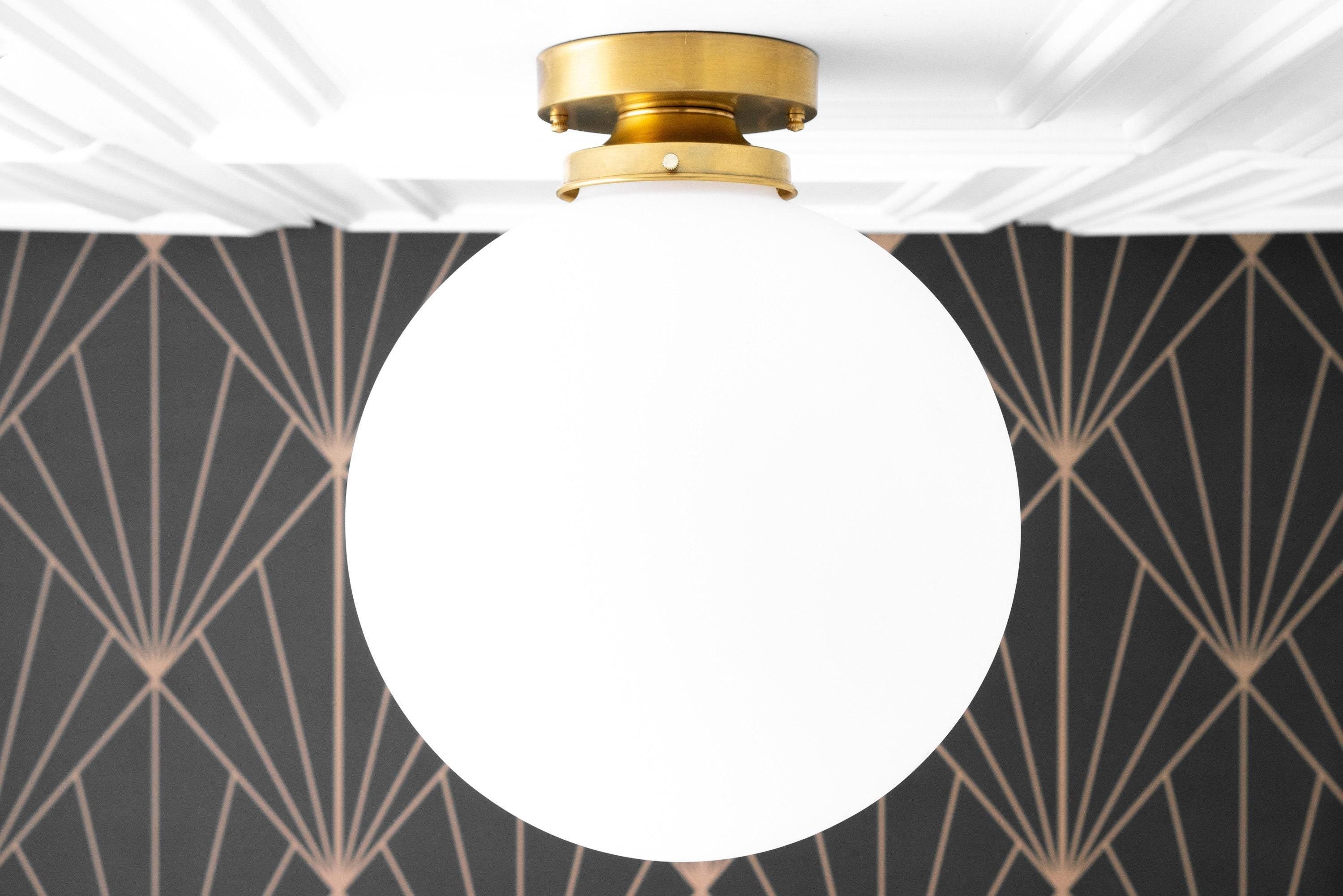 Glorica Glass 12 Inch Globe Ceiling Light - Frosted Glass Art Deco Pendant And Flush Mount K1507