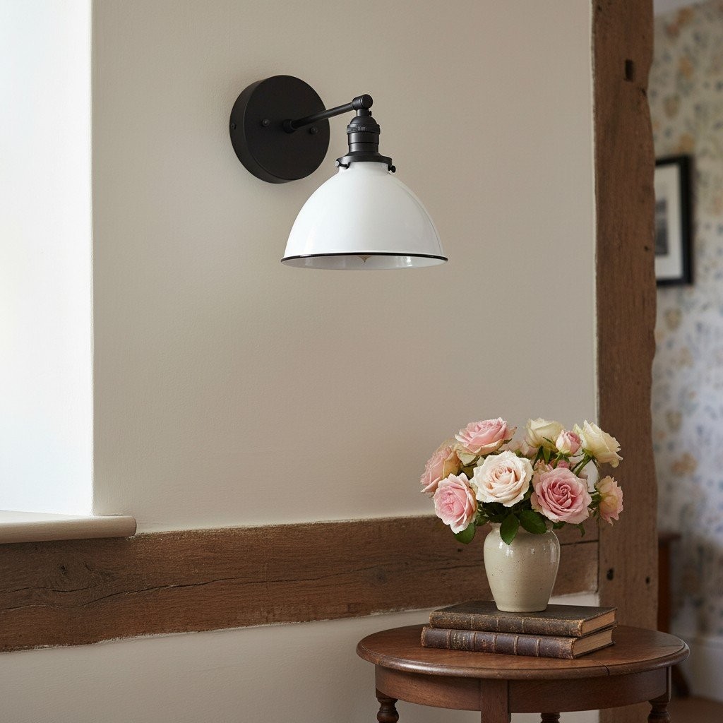 Conique Metal Wall Sconce - White Metal Shade - Industrial Modern Lighting K1446