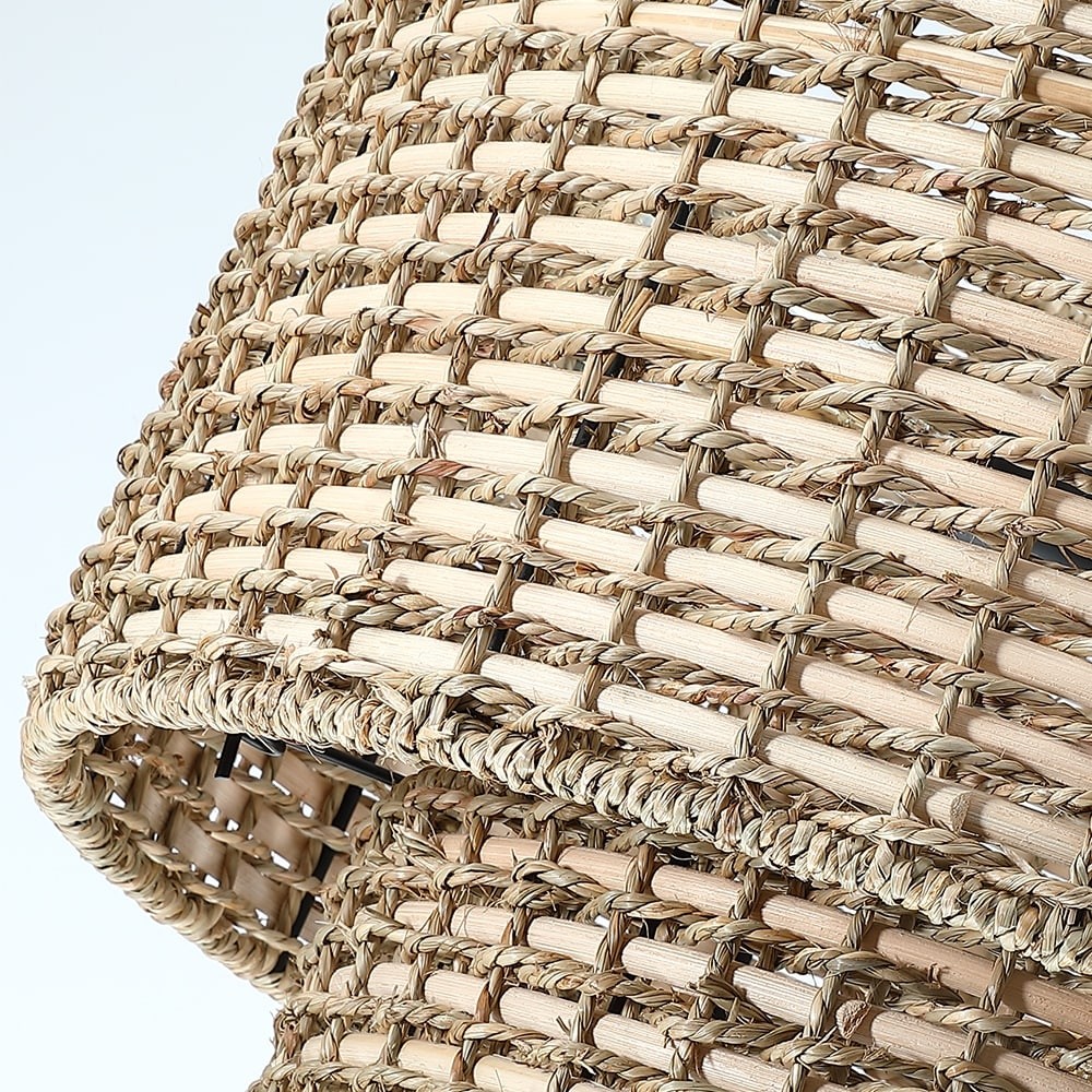 Rattanvo Dual Drum Rattan Pendant - Organic Texture for Dining Areas and Lobbies K2236