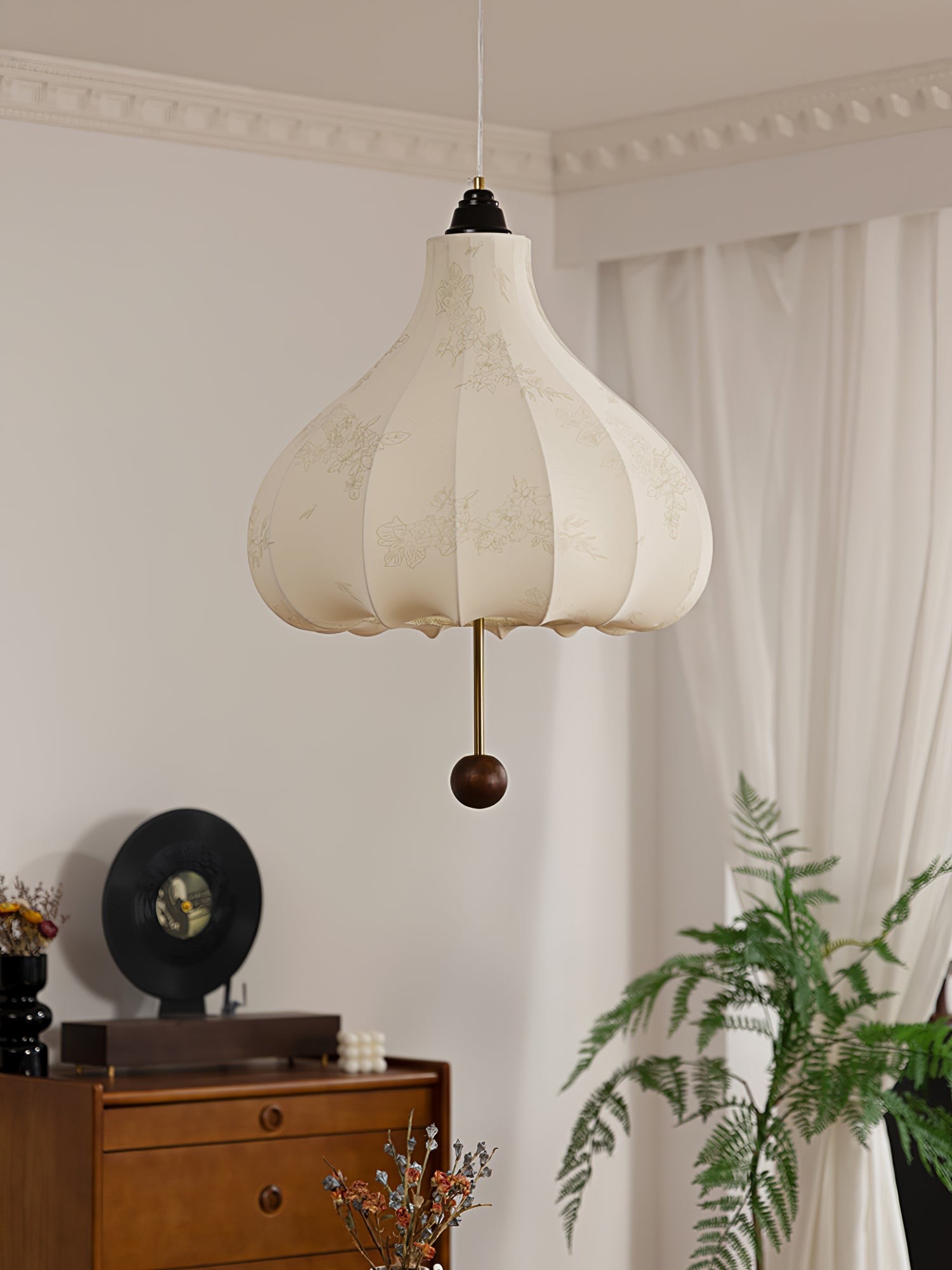 Retro Chestnut Fabric Pendant Light K318