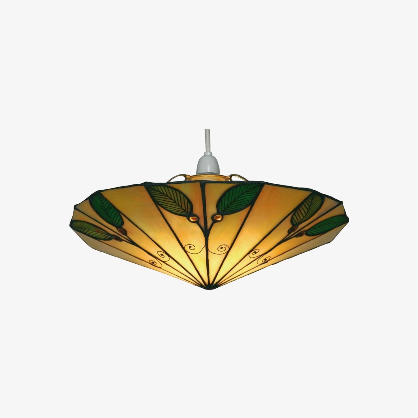 TF Harken Tiffany Geometric Leaf Pendant Lamp - Classic Accent Lighting for Bedroom K1795