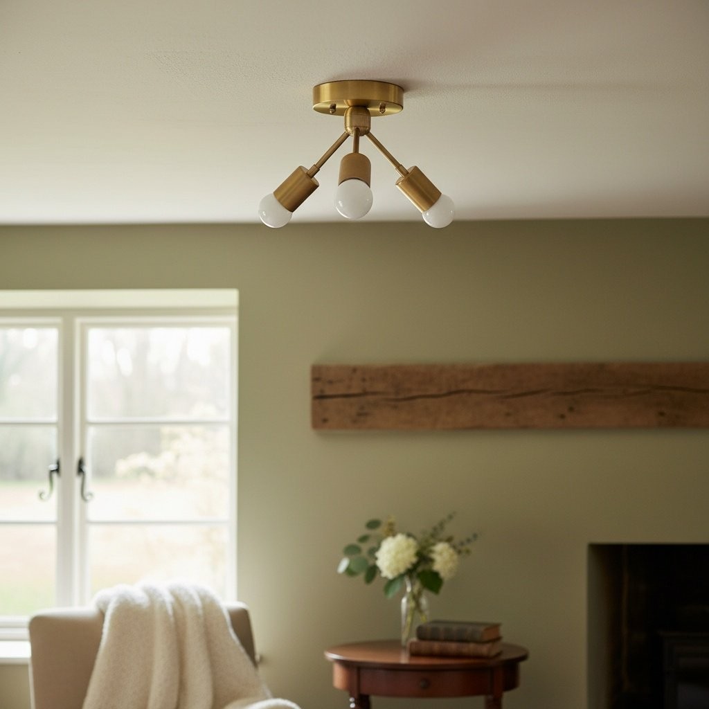 Mobilux Line Modern Brass Flush Mount - Minimalist Gold Ceiling Light for Bedroom K1454