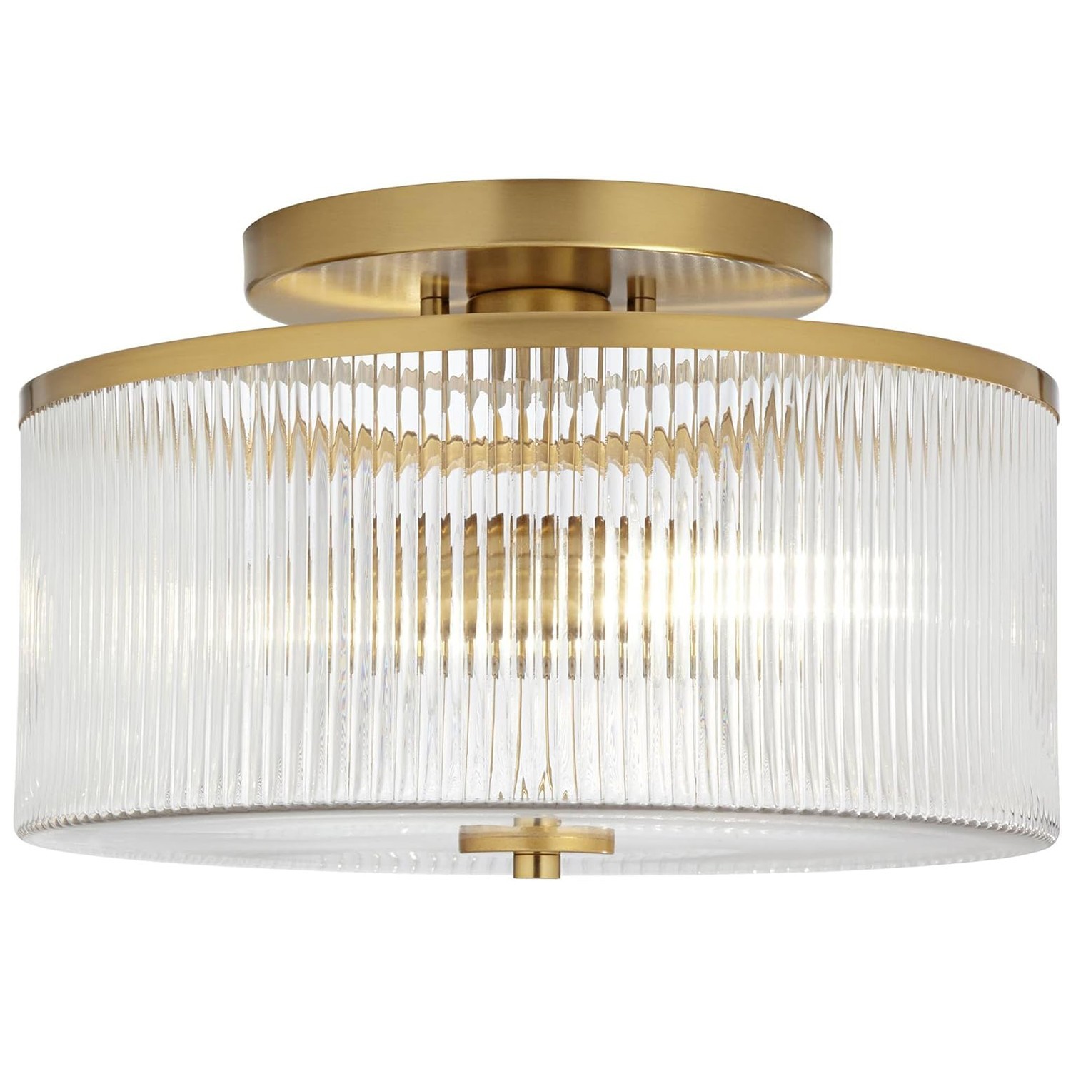 Claude Farmhouse Striped Glass Drum Ceiling Light K919