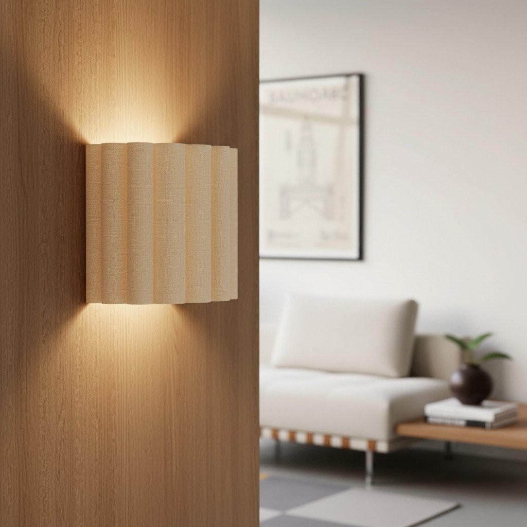 Velura Linen Fold Wall Sconce - Fabric Soft Pleated Design Ambient Lighting for Bedroom or Hallway K1761