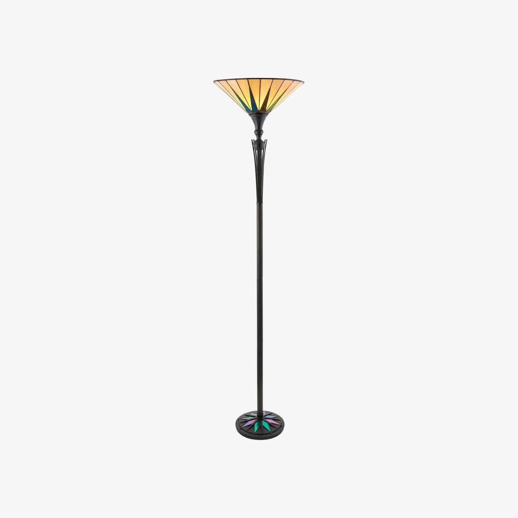 TF Dark Star Stained Glass Star Pattern Floor Lamp - Tiffany Style Uplighter for Living Rooms K1998