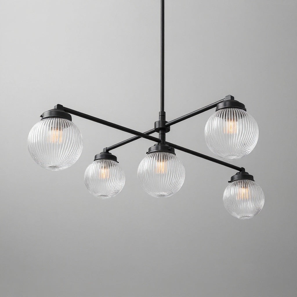 Glorica Glass Frosted Glass Globe Chandelier - Brass Modern Lighting for Living Room K1495