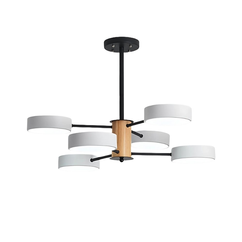 Scandinavian Branched Round Wood Chandelier K896