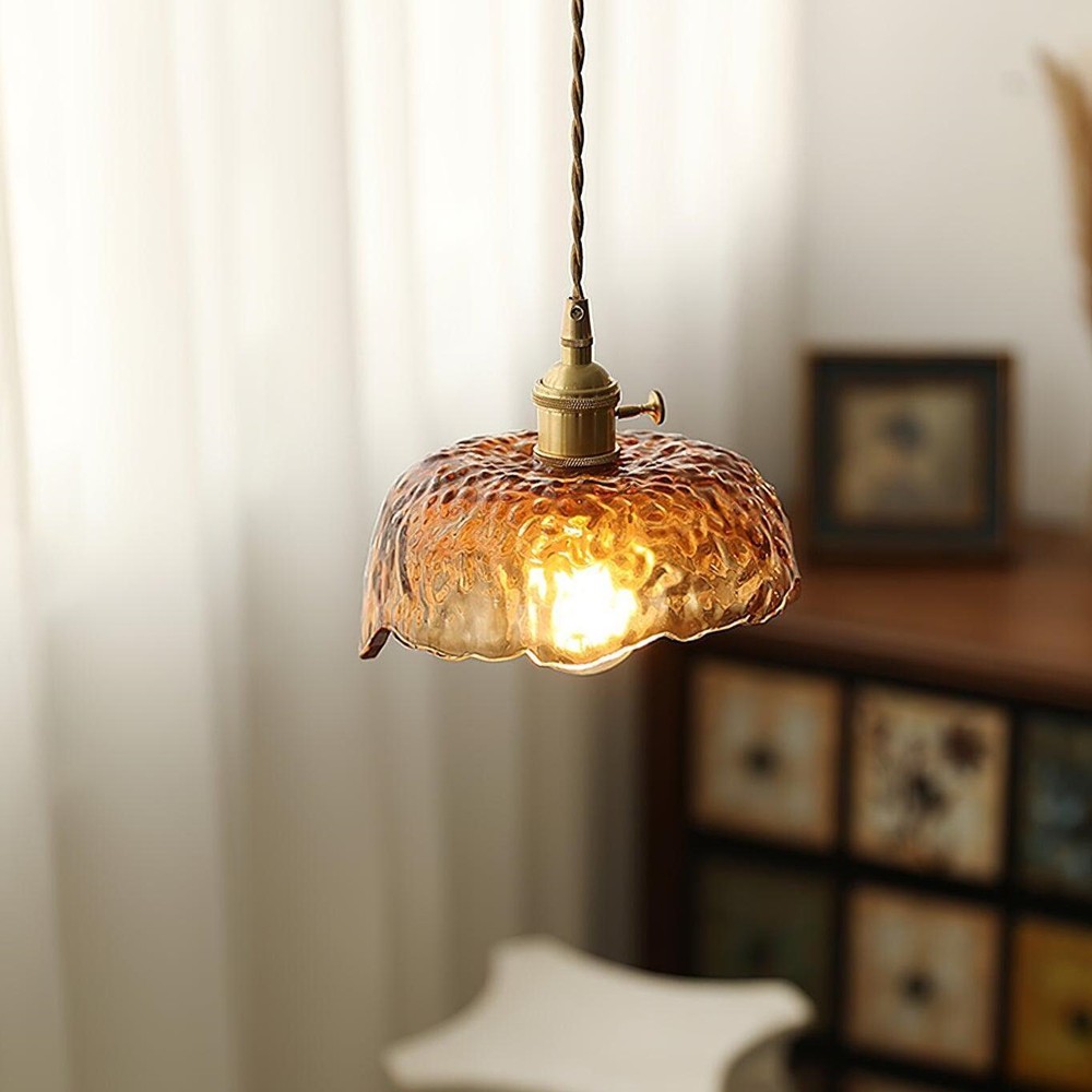 Vintage Irregular Brown Glass Pendant Light K139
