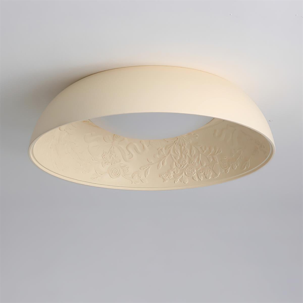 French Romantic Carved Round LED Ceiling Lamp K471
