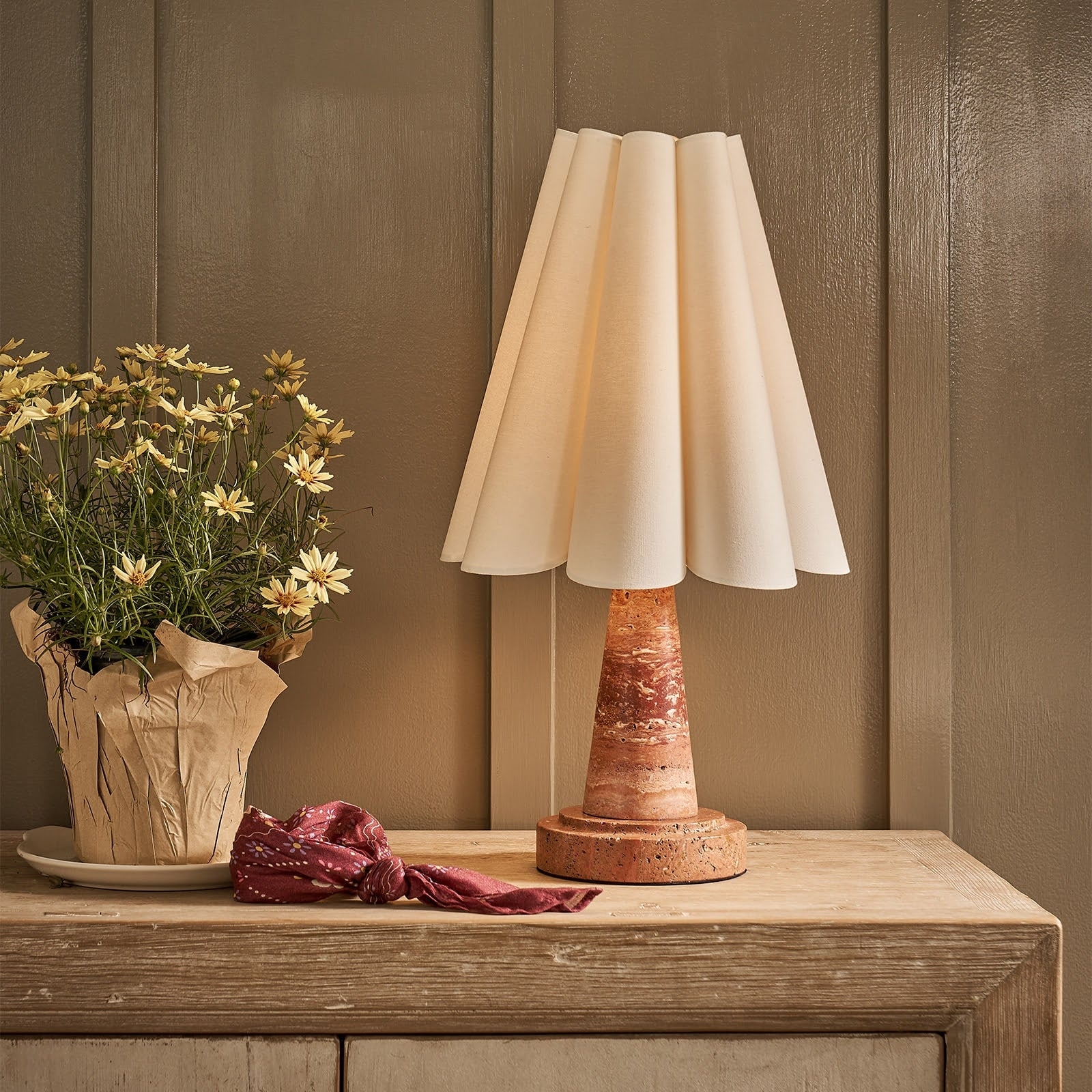 Shadon Marble Pleated Table Lamp D680