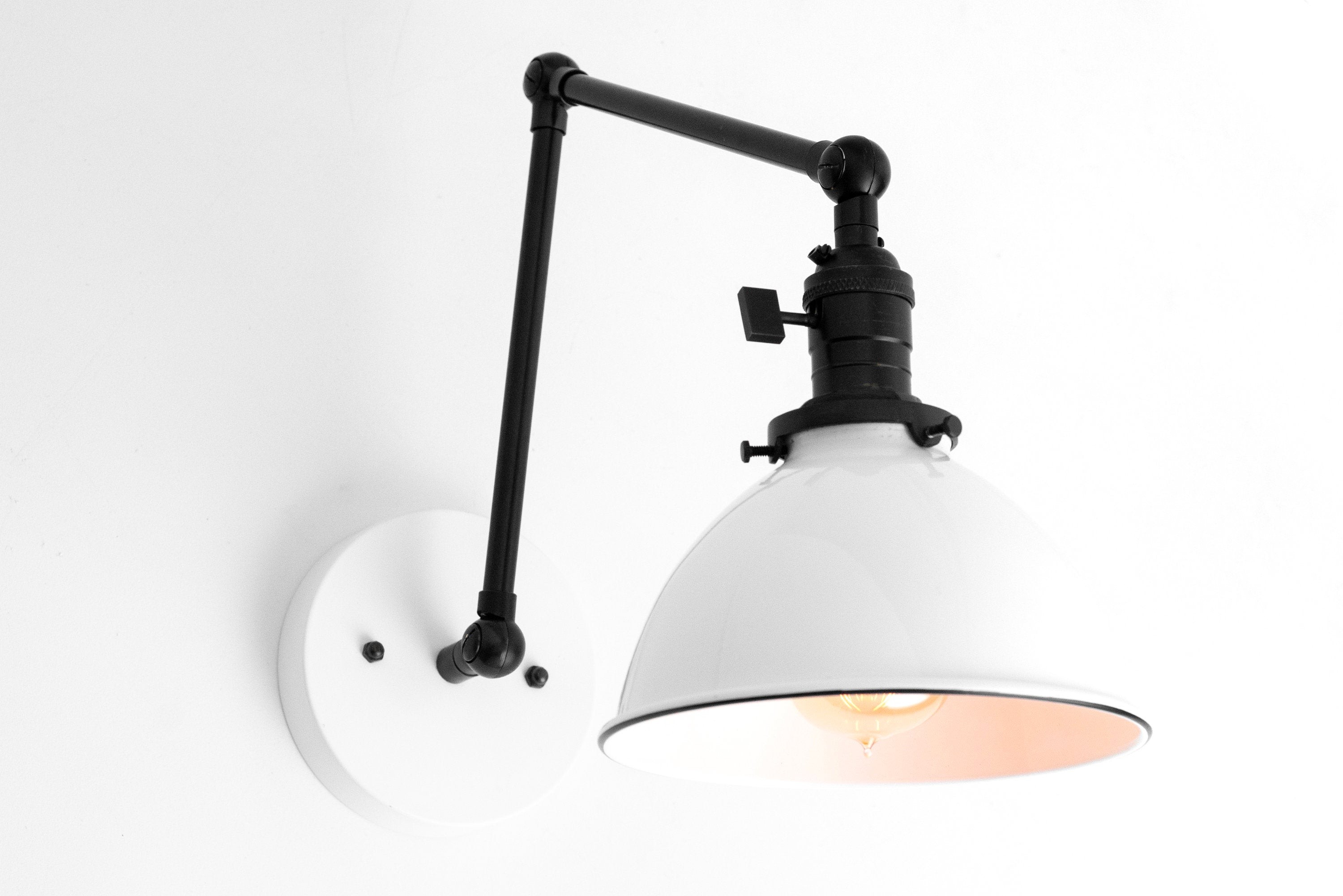 Conique Metal Vintage Industrial Swing Arm Wall Lamp - Adjustable Dome Shade for Study K1467