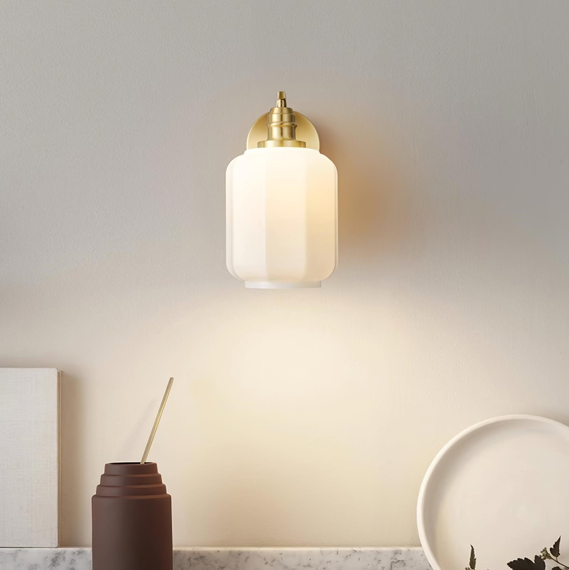 Retro Brass and Glass Wall Lamp K422