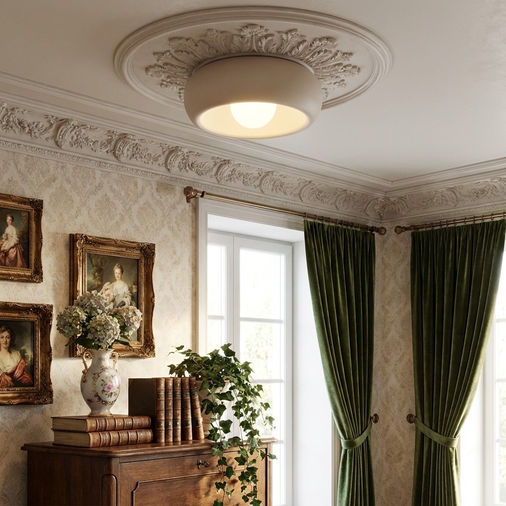 Aurelox Round Flush Mount Ceiling Light Clean Geometric Fixture - Contemporary Indoor Lighting K2312