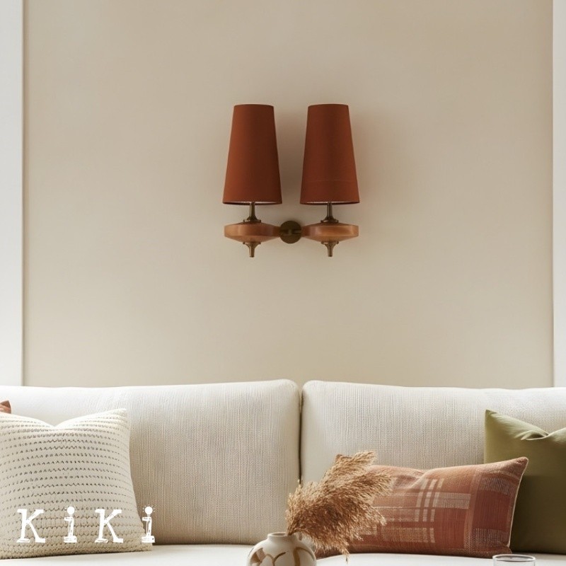 Hour Retro Wood Metal Wall Lamp – Elegant Fabric Accent Lighting for Living Spaces K1208